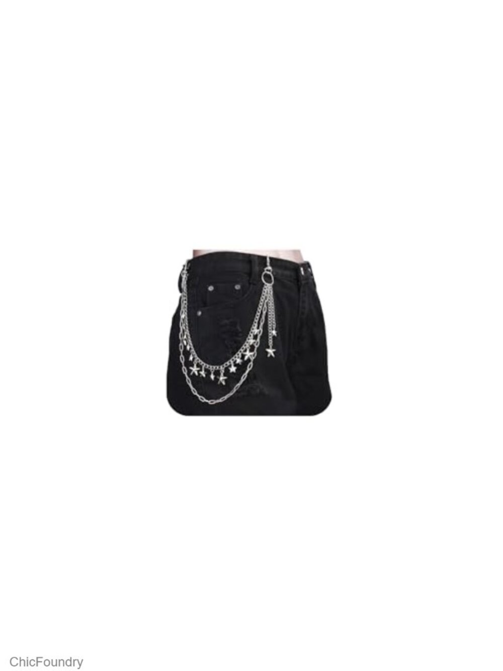 Y2K Star Pants Chain Jean Chain for Women Biker Hip Punk Silver